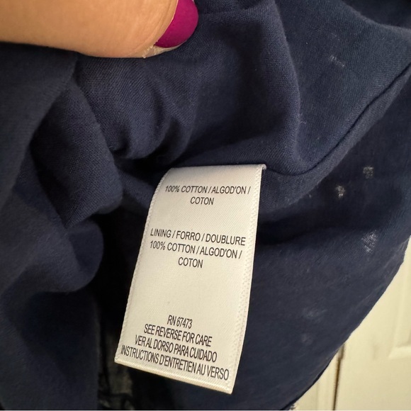 NWT Taylor Navy Eyelet Embroidered A-Line Sleeveless Dress with Scalloped Trim - Picture 11 of 11